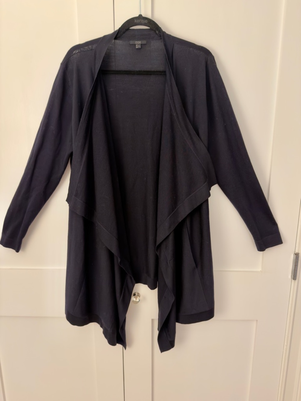 Cos Wool Handkerchief Draper Cardigan Sweater in Black